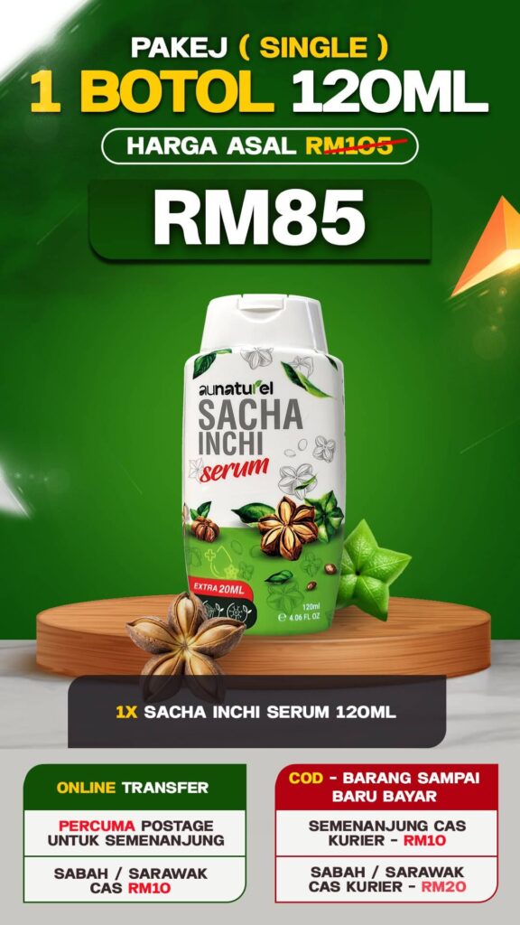 Harga promosi pakej single serum sacha inchi aunaturel