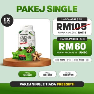 Promosi serum sacha inchi aunaturel pakej single RM60