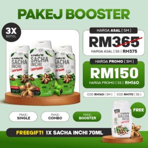 Promosi serum sacha inchi aunaturel pakej booster RM150