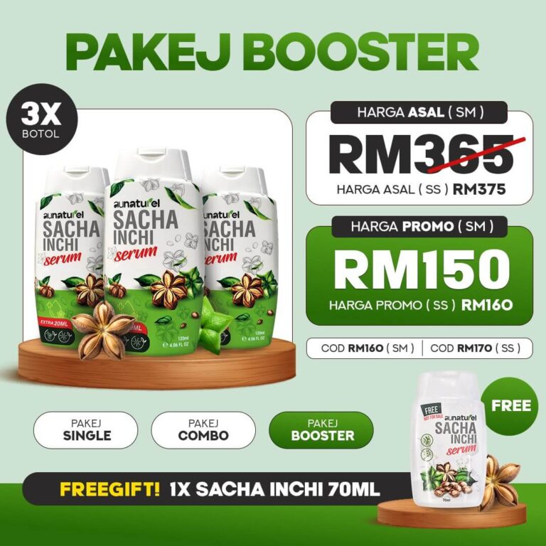 Promosi serum sacha inchi aunaturel pakej booster RM150